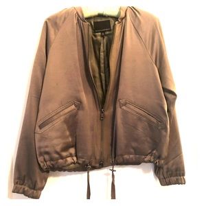 Silk army green bomber jacket